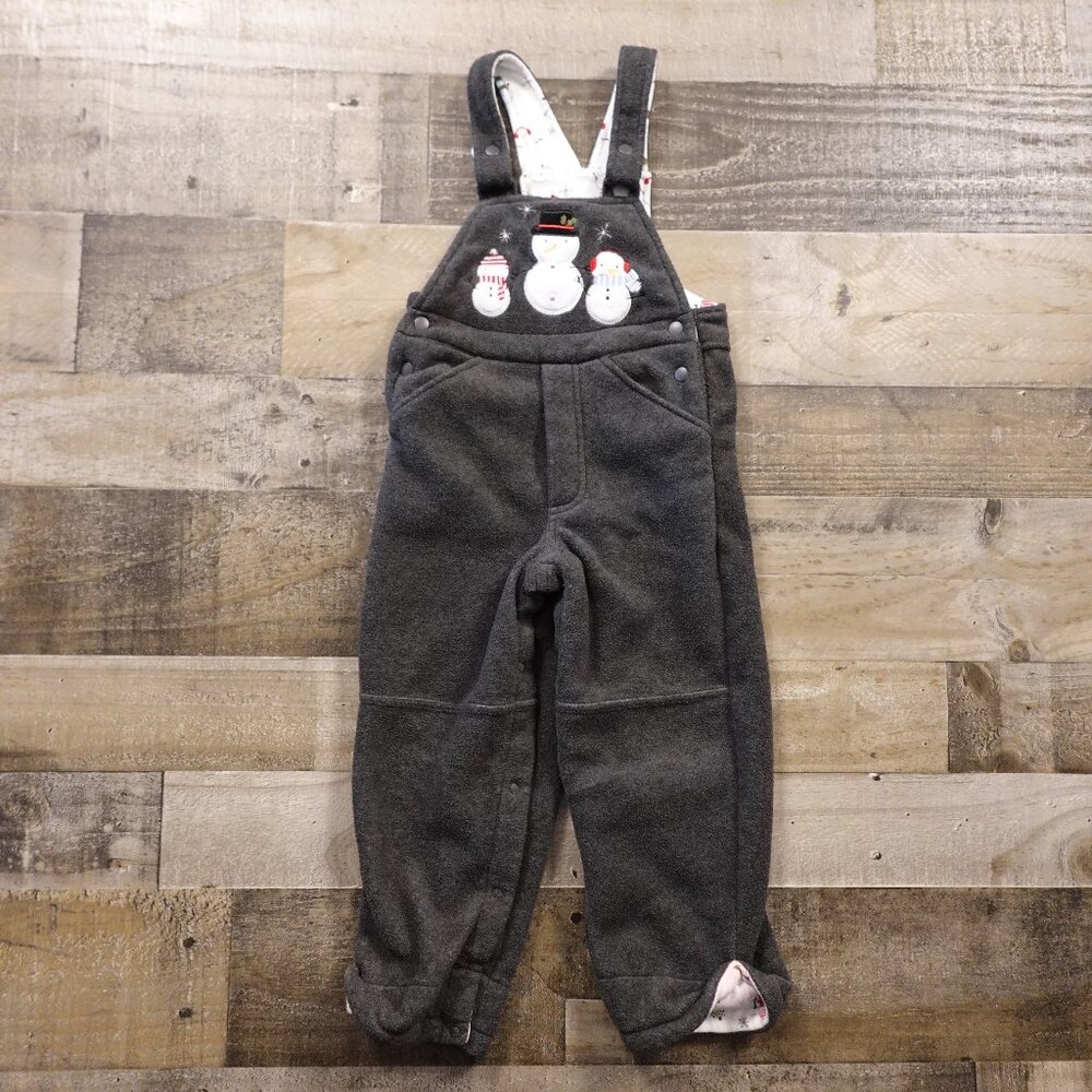 Koala Kids Snowman Fleece Bib Overalls Toddler 36M Charcoal Holiday Cozy
